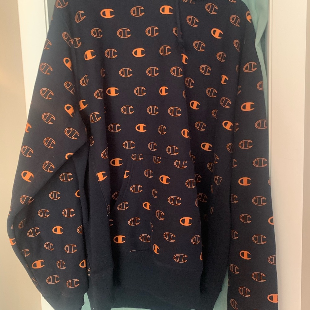 Champion XL heavy orange and navy blue